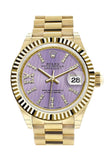 Rolex Datejust 28 Lilac Large Roman Diamond Dial Fluted Bezel President Ladies Watch 279178