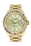 Rolex Datejust 28 Linden Large Roman Diamond Dial Fluted Bezel President Ladies Watch 279178