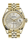 Rolex Datejust 28 Silver Dial Fluted Bezel Jubilee Ladies Watch 279178 / None