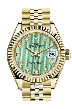 Rolex Datejust 28 Mint Diamond Dial Fluted Bezel Jubilee Ladies Watch 279178 / None