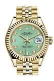 Rolex Datejust 28 Mint Diamond Dial Fluted Bezel Jubilee Ladies Watch 279178 / None