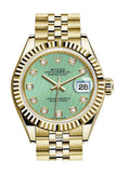 Rolex Datejust 28 Mint Diamond Dial Fluted Bezel Jubilee Ladies Watch 279178 NP
