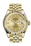 Rolex Datejust 28 Champagne Diamond Dial Fluted Bezel Jubilee Ladies Watch 279178 / None