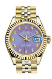 Rolex Datejust 28 Lavendar Diamond Dial Fluted Bezel Jubilee Ladies Watch 279178 NP