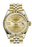 Rolex Datejust 28 Champagne Star Fluted Dial Bezel Jubilee Ladies Watch 279178 / None
