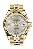 Rolex Datejust 28 Silver Star Diamond Dial Fluted Bezel Jubilee Ladies Watch 279178 NP