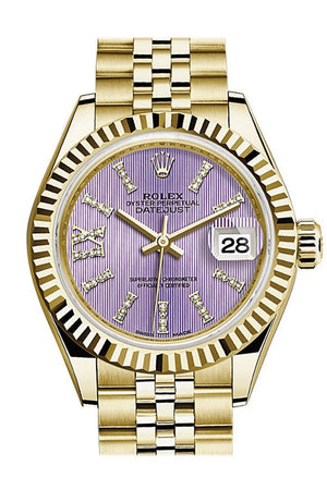Rolex Datejust 28 Lilac Large Roman Diamonds Dial Fluted Bezel Jubilee Ladies Watch 279178 / None