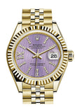 Rolex Datejust 28 Lilac Large Roman Diamonds Dial Fluted Bezel Jubilee Ladies Watch 279178 NP