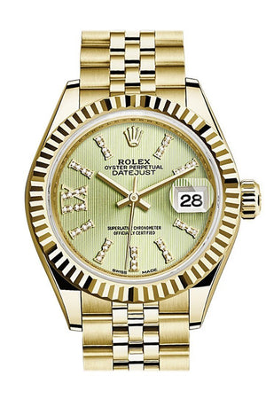 Rolex Datejust 28 Linden Large Roman Diamond Dial Fluted Bezel Jubilee Ladies Watch 279178 / None