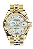 Rolex Datejust 28 Mop Pearl Dia Diamond Dial Fluted Bezel Jubilee Ladies Watch 279138Rbr / None