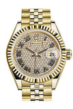 Rolex Datejust 28 Diamond Paved Dial Fluted Bezel Jubilee Ladies Watch 279178 / None