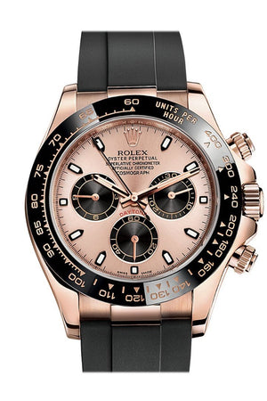 Rolex Cosmograph Daytona Pink And Black Dial Oysterflex Strap Mens Everose Watch 116515Ln