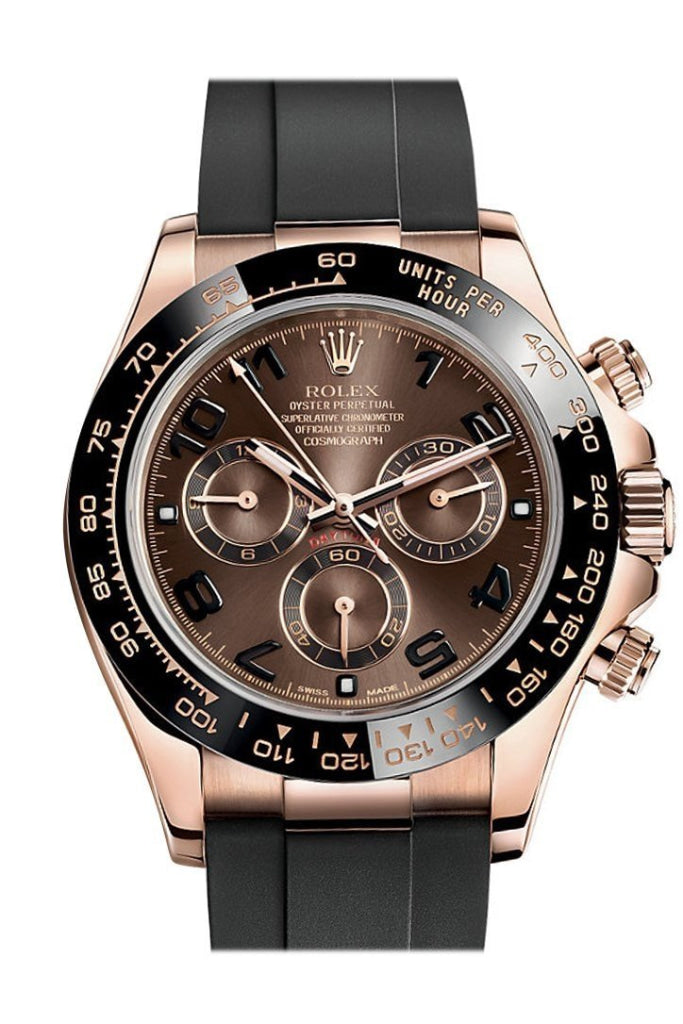 Rolex Cosmograph Chocolate And Black Dial Oysterflex Strap Mens Everose Watch 116515Ln