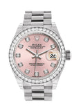 Rolex Datejust 28 Pink Set With Diamonds Dial Diamond Bezel President Ladies Watch 279136Rbr