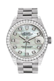 Rolex Datejust 28 Pearl Diamond Dial Bezel President Ladies Watch 279136Rbr