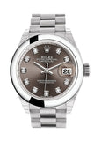 Rolex Datejust 28 Dark Grey set with Diamonds Dial Dome Bezel President Ladies Watch 279166 NP