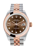Rolex Datejust 28 Chocolate 9 Diamonds Set In Star Dial Jubilee Ladies Watch 279161