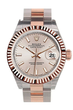 Rolex Datejust 28 Sundust Dial Fluted Bezel Oyster Ladies Watch 279171