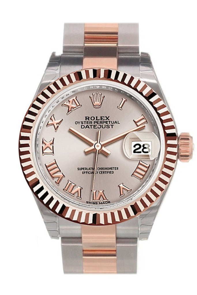 Rolex Datejust 28 Sundust Roman Dial Fluted Bezel Oyster Ladies Watch 279171