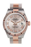 Rolex Datejust 28 Sundust Roman Dial Fluted Bezel Oyster Ladies Watch 279171 NP