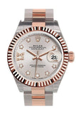 Rolex Datejust 28 Sundust 9 diamonds set in star Dial Fluted Bezel Oyster Ladies Watch 279171 NP