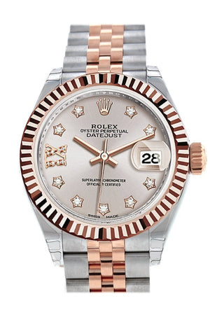 Rolex Datejust 28 Sundust 9 Diamonds Set In Star Fluted Bezel Dial Jubilee Ladies Watch 279171