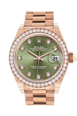 Rolex 279135RBR Datejust 28 Olive Green Diamond Dial Rose