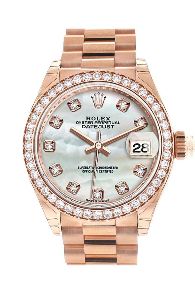 Rolex 279135RBR Datejust 28 Sundust Diamond Dial Rose Gold Diamond