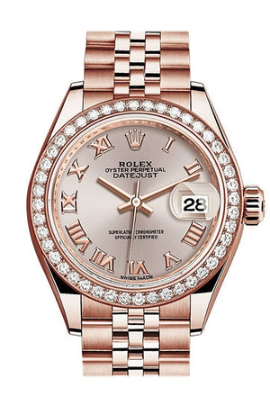 Rolex Datejust 28 Sundust Roman Dial Diamond Bezel Rose Gold Jubilee Ladies Watch 279135Rbr / None