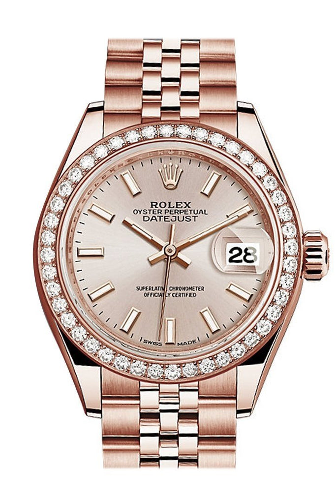 Rolex Datejust 28 Sundust Dial Diamond Bezel Rose Gold Jubilee Ladies Watch 279135Rbr / None