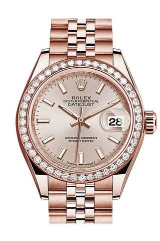 Rolex Datejust 28 Sundust Dial Diamond Bezel Rose Gold Jubilee Ladies Watch 279135Rbr / None
