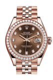 Rolex Datejust 28 Chocolate Diamond Dial Diamond Bezel Rose Gold Jubilee Ladies Watch 279135RBR 279135 NP
