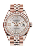 Rolex Datejust 28 Sundust 9 diamonds set in star Dial Diamond Bezel Rose Gold Jubilee Ladies Watch 279135RBR 279135 NP