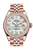 Rolex Datejust 28 Pearl Set With Diamond Dial Bezel Rose Gold Jubilee Ladies Watch 279135Rbr / None