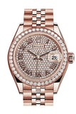 Rolex Datejust 28 Diamond Paved Roman Dial Bezel Rose Gold Jubilee Ladies Watch 279135Rbr / None