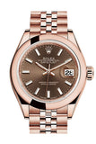 Rolex Datejust 28 Chocolate Dial Rose Gold Jubilee Ladies Watch 279165 / None