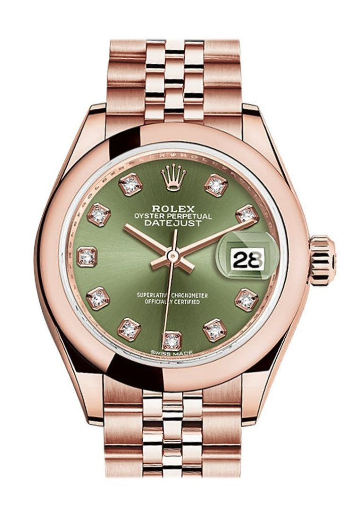 Rolex datejust rose gold green dial online