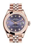 Rolex Datejust 28 Aubergine Diamond Dial Rose Gold Jubilee Ladies Watch 279165 / None