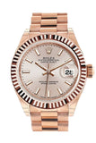 Rolex Datejust 28 Sundust Dial Fluted Bezel Rose Gold President Ladies Watch 279175 / None