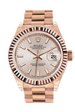 Rolex Datejust 28 Sundust Dial Fluted Bezel Rose Gold President Ladies Watch 279175 NP