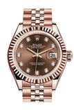 Rolex Datejust 28 Chocolate Diamond Dial Fluted Bezel Rose Gold Jubilee Ladies Watch 279175 / None