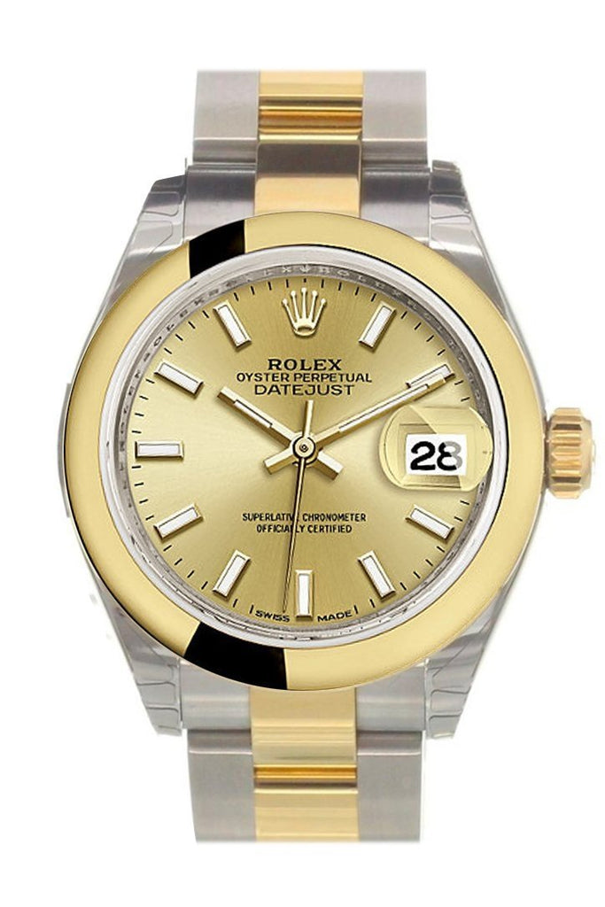 Rolex Datejust 28 Champagne Dial Yellow Gold Two Tone Ladies Watch 279163