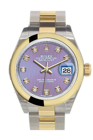 Rolex Datejust 28 Lavender Diamond Dial Yellow Gold Two Tone Ladies Watch 279163