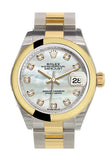 Rolex Datejust 28 Mother Of Pearl 9 Diamonds Set In Star Dial Yellow Gold Two Tone Ladies Watch