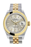 Rolex Datejust 28 Silver Dial Yellow Gold Two Tone Jubilee Ladies Watch 279163 / None