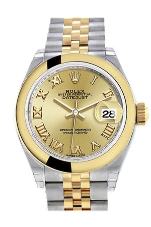 Rolex Datejust 28 Champagne Roman Dial Yellow Gold Two Tone Jubilee Ladies Watch 279163 / None