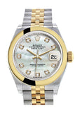 Rolex Datejust 28 Mother of Pearl Diamond Dial Yellow Gold Two Tone Jubilee Ladies Watch 279163