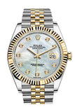 Rolex Datejust 41 Mother-Of-Pearl Set With Diamonds Dial 18K Yellow Gold Fluted Bezel Jubilee Mens