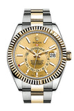 Rolex Sky Dweller Champagne Dial 18K Yellow Gold Tow Tone Oyster Mens Watch 326933