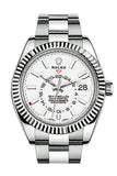 Rolex Sky Dweller White Dial 18K White Gold Bezel Steel Oyster Men's Watch 326934 NP